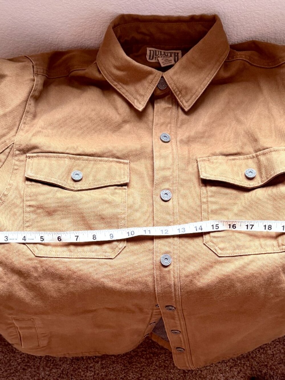 Duluth Trading Co Brown Shirt Jacket Mens Large Heavy Cotton Workwear Utility - Picture 7 of 9